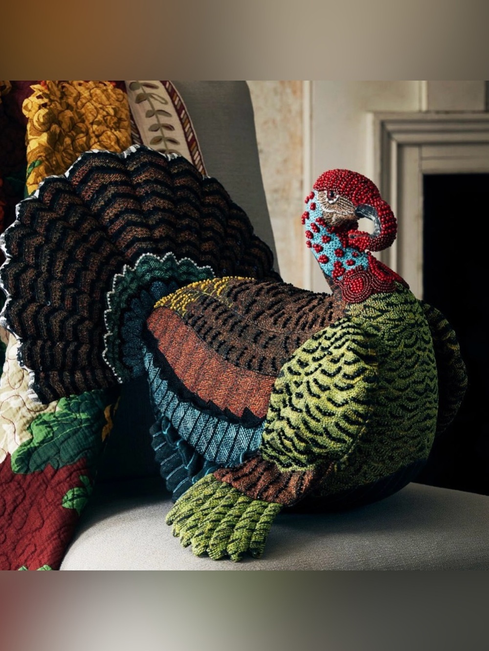 John Derian for Target Beaded Turkey Pillow